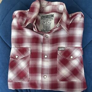 DIXXON Men's Burgundy and White Plaid Shirt The Badwood